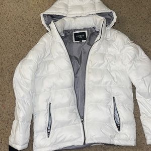 White guess puffer worn 3 times